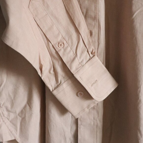 Coupe Men's Large Tan Collared Button Down Pocket Casual Long Sleeve Dress Shirt - Picture 7 of 13